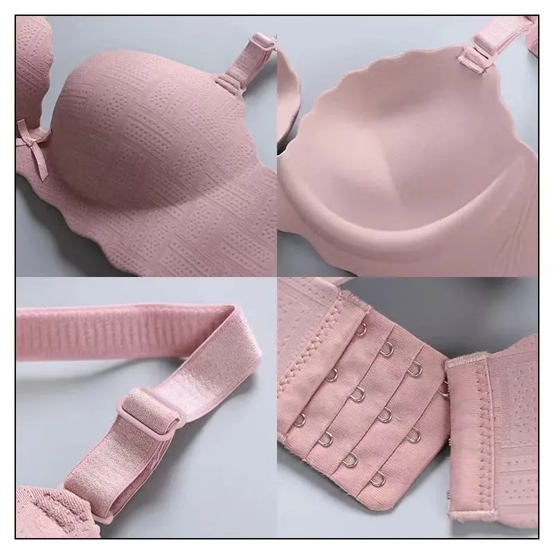 작은 가슴 쇼 큰 속옷 깊은 V 푸시 업 강철 반지 없음 플랫 가슴 특수 브래지어 두꺼운 푸시 업 브래지어 세트 — image 4
