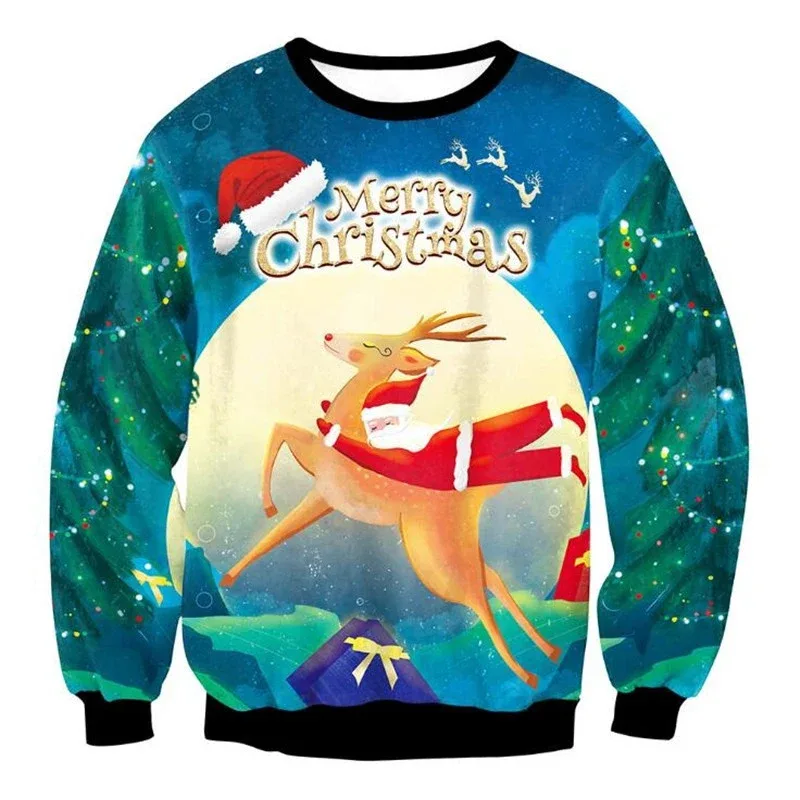 Festival Christmas Pattern Sweatshirts For Men Humping Reindeer 3D Printed Pullover Holiday Party O-Neck Hoodies Long Sleeves — image 11