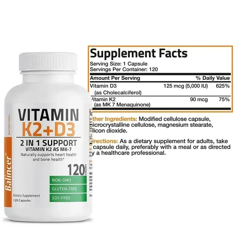 Vitamin K2 (MK7) with D3 Supplement Non-GMO Formula Vitamin D and K Complex Natural Support for Heart Immune Bone Health — image 6