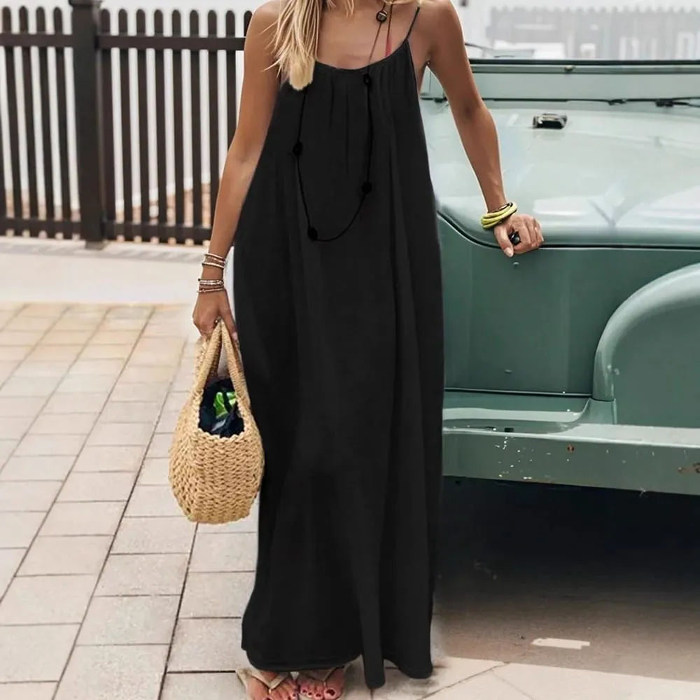 Backless Cami Dresses Open Back Lounge Dress Spaghetti Strap Sleeveless House Dress Long Sundress Holiday Beach Wear — image 5