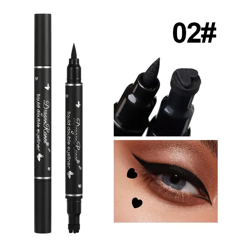 Dragon Ranee ดาวสีดำ Hearts อายไลเนอร์ดินสอ Double-head 2 IN 1 Smooth Quick Dry Liquid Eye Liner รูปร่างปากกาแต่งหน้า — image 11