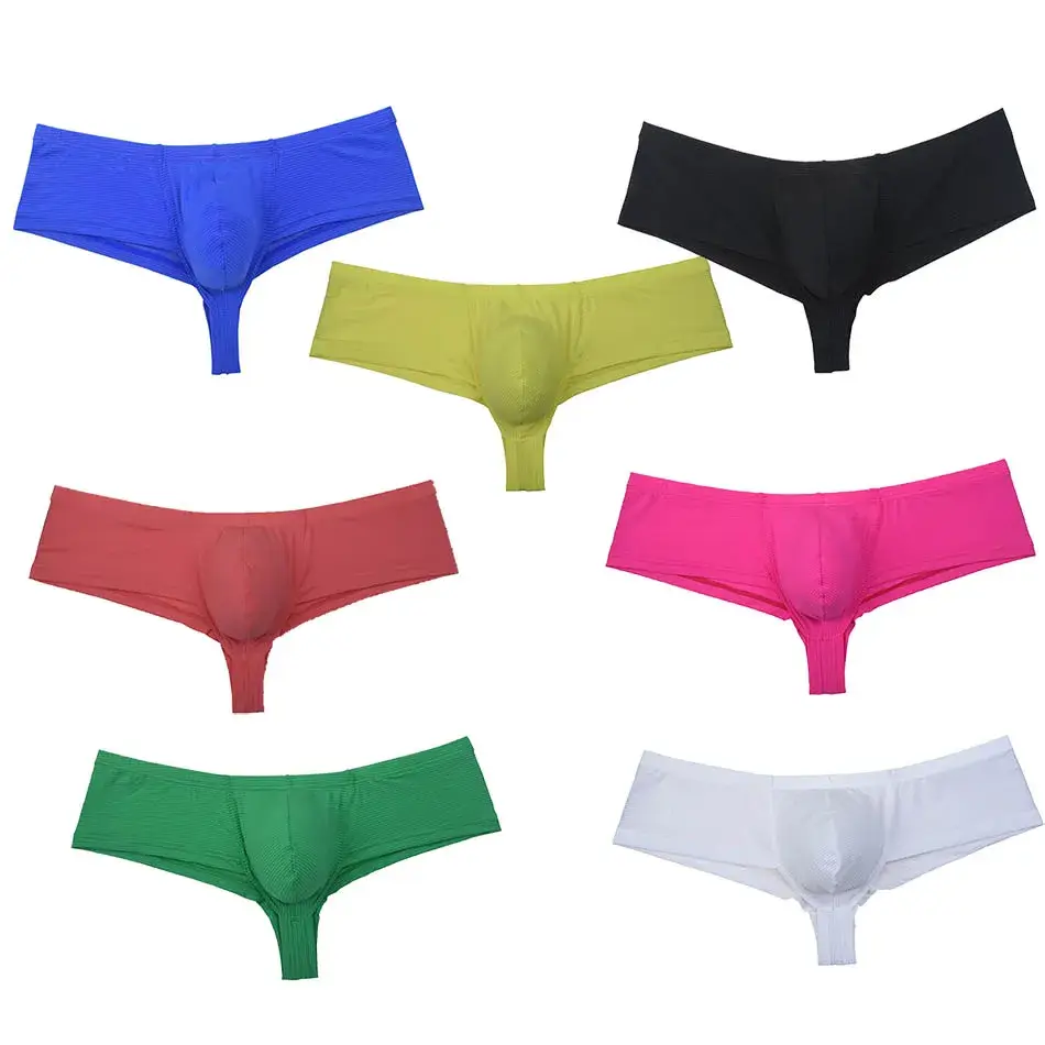 Cheeky Men's Solid Bikini Briefs Ice Silk Micro Boxer Underwear Male Slip Hipster Trunks Bulge Pouch Beach Shorts Underpant Soft — image 1