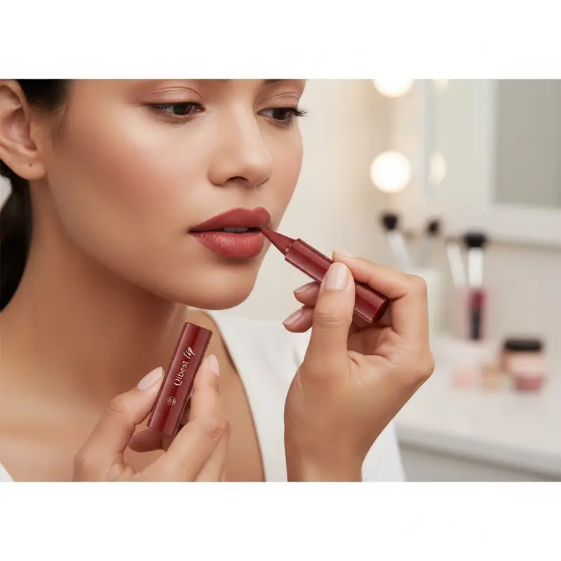 Rouge à lèvres mat imperméable 2 en 1, crayon à haute pigmentation, couleur des lèvres, formule hydratante lisse, dégradé naturel — image 1