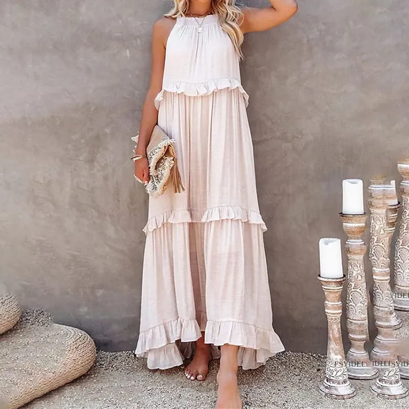 ผู้หญิงสบายๆ Ruffles ชุดยาวฤดูร้อน Elegant Sundress Elegant Harajuku Maxi ชุด Beach Party ชุดราตรี Vestido — image 15
