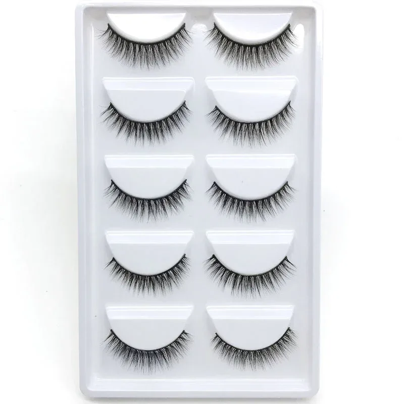 5Pairs 3D Handmade Fake Eyelashes Natural Long Thick Daily Makeup Thick Cross Eyelashes Eye Lashes — image 7