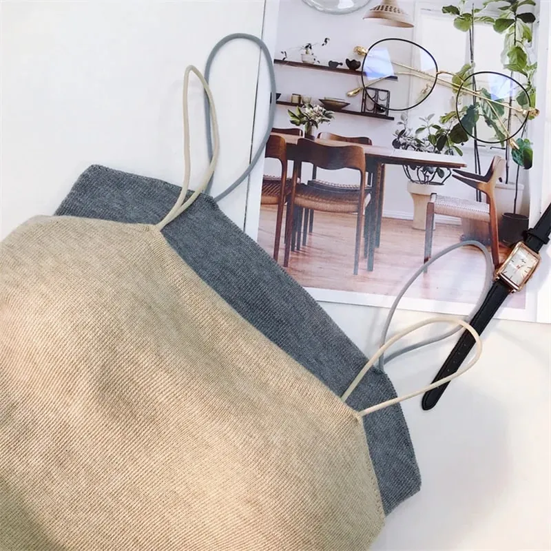 Laine douce rembourrée femme recadrée solide sans manches basique Streetwear haut Corset jeune femme vêtements — image 3