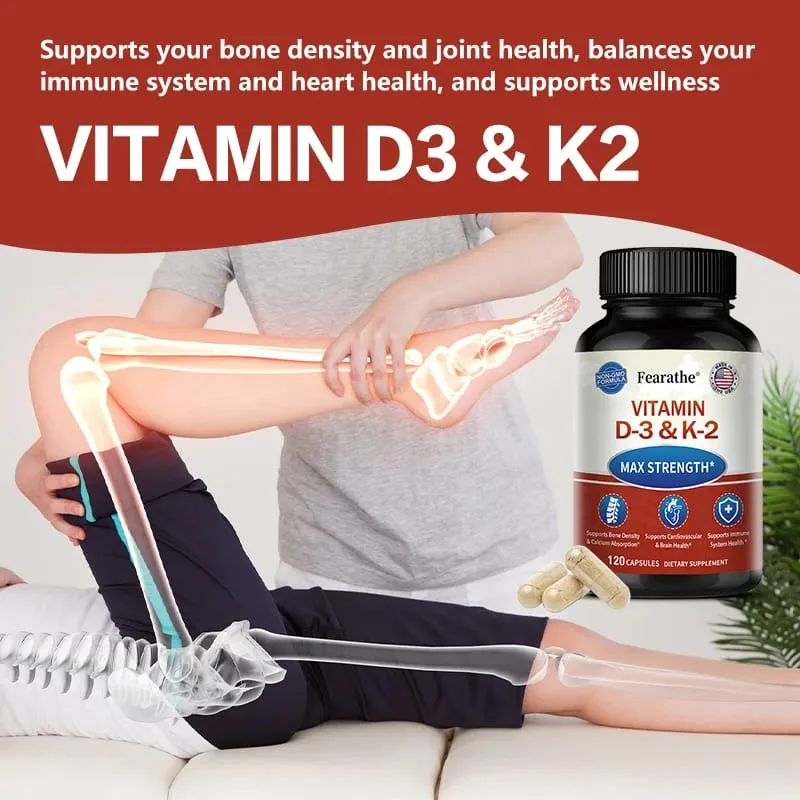 Las cápsulas MK-7 de vitamina D3 y K2 apoyan la salud de las articulaciones de los dientes y los huesos, aumentan la absorción de calcio — image 3