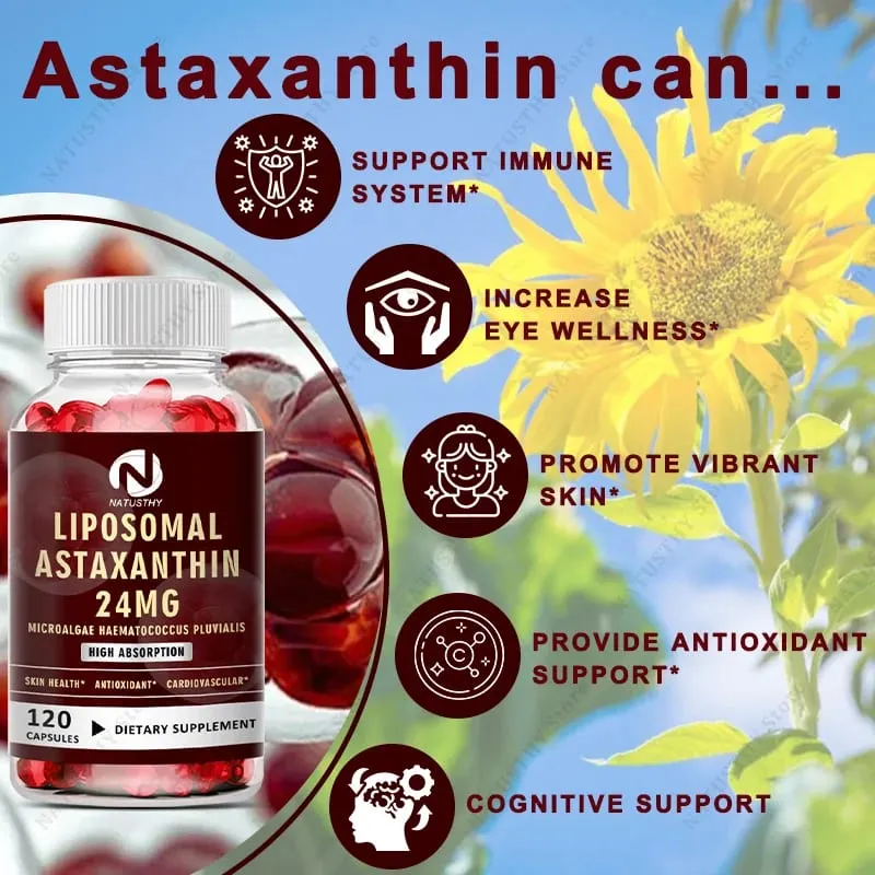 Haematococcus Pluvialis Kapsułka z astaksantyną - Liposomalna astaksantyna 24 mg - Naturalny przeciwutleniacz Zdrowie skóry i oczu oraz zdrowie układu odpornościowego — image 2