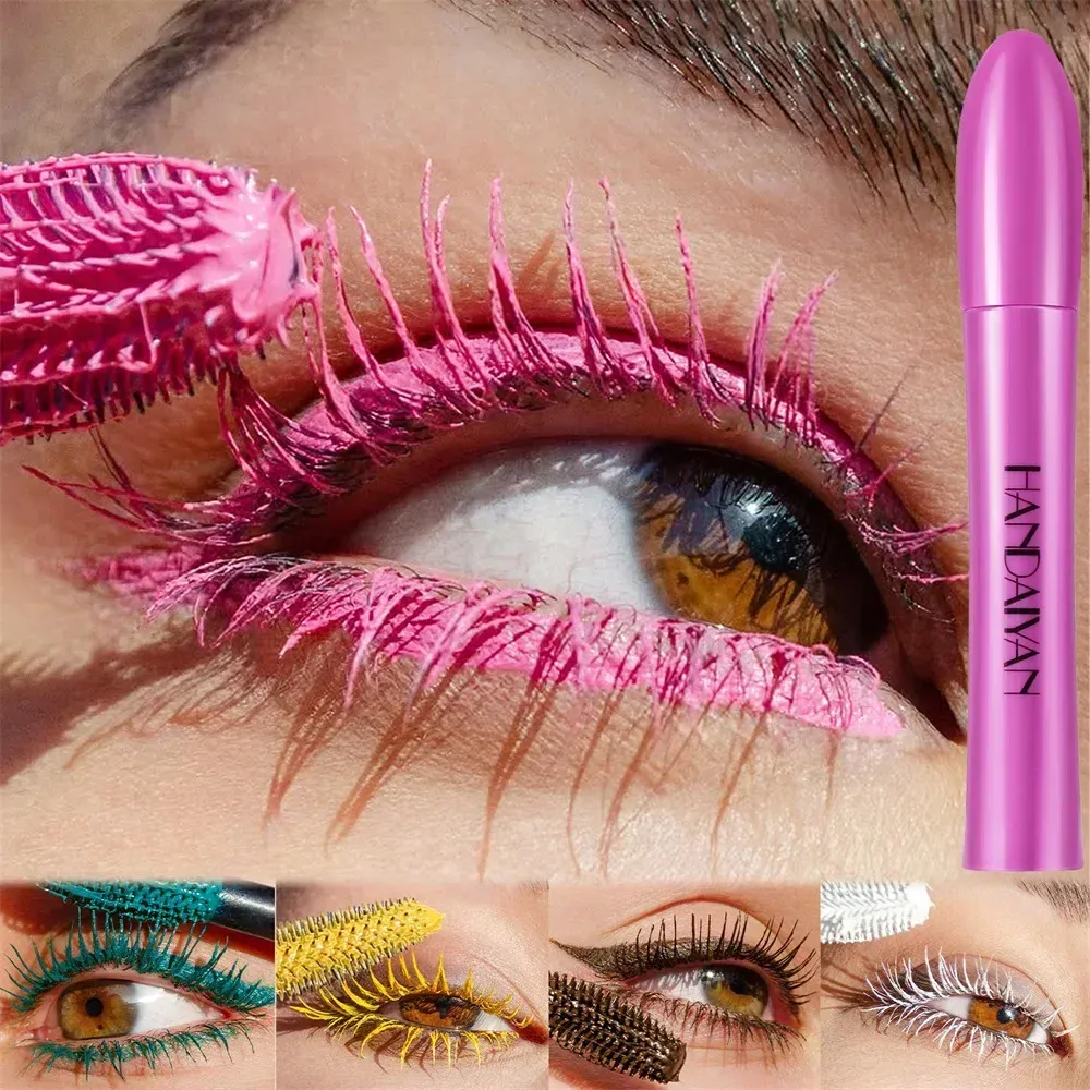 Mascara volumizzante impermeabile a 10 colori Mascara arricciacapelli a prova di sbavature a lunga durata Mascara blu zaffiro rosa per cosmetici per il trucco degli occhi — image 4