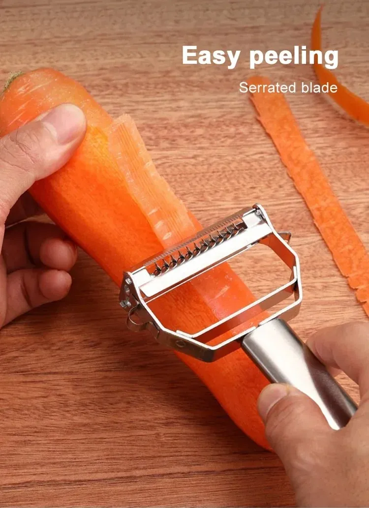 Edelstahl-Gemüseschäler, 4-in-1-Multifunktions-Küchenwerkzeug mit rutschfestem, ergonomischem Griff für Kartoffeln, Karotten, Gurken — image 8