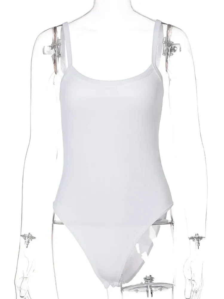 Strap Solid Bodycon Sexy Body Casual Basic White Summer Bodysuit Women Tops Sleeveless Sheer Bodysuits Jumpsuit Slim — image 6