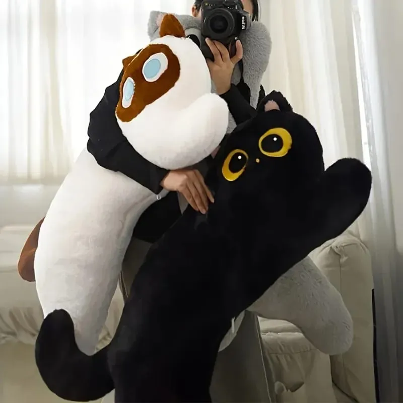 Black Cat Plush Pillow Logic Cat Doll Long Bedhead Pillow Dormitory Sleeping Leg Clamp Pillow Sofa Cushion Home Using Supplies — image 5