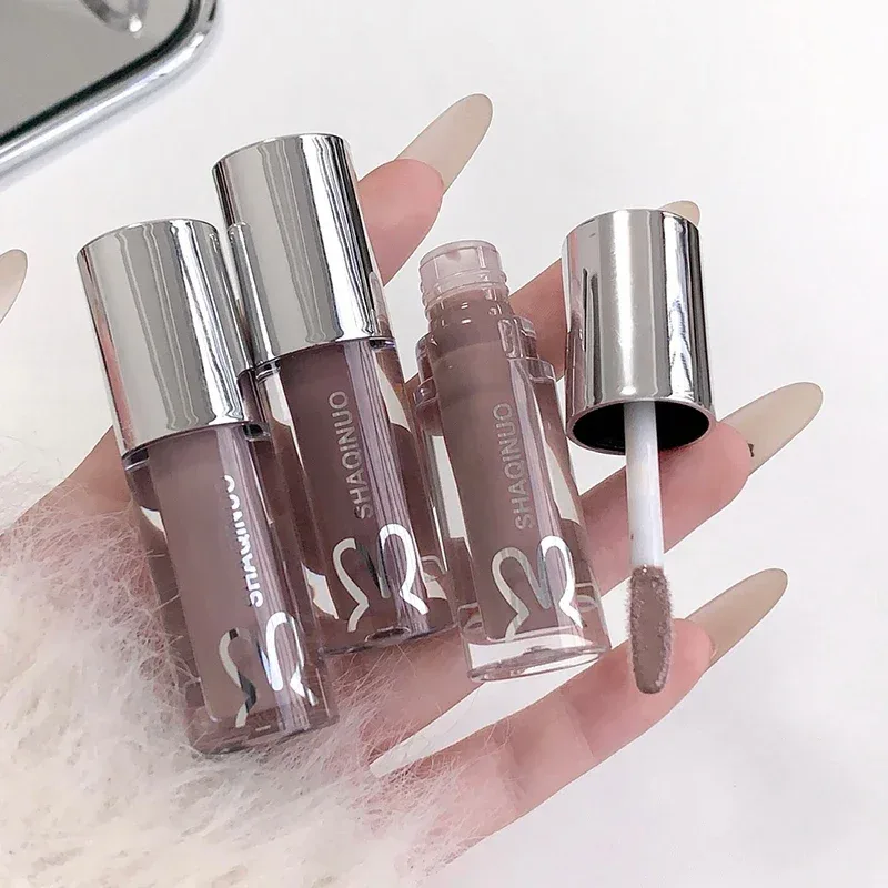 Mirror Watery Lip Gloss Lasting Moisturizing Lip Tint Cool Black Silver Gray Pearl Fine Sparkling Lipstick Makeup Cosmetics — image 5