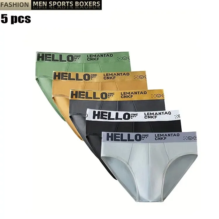 5Pcs Men's Underwear Summer Men Briefs Male Large Size Boy Comfortable Solid Underpants Fungi-Proofing Men Panties