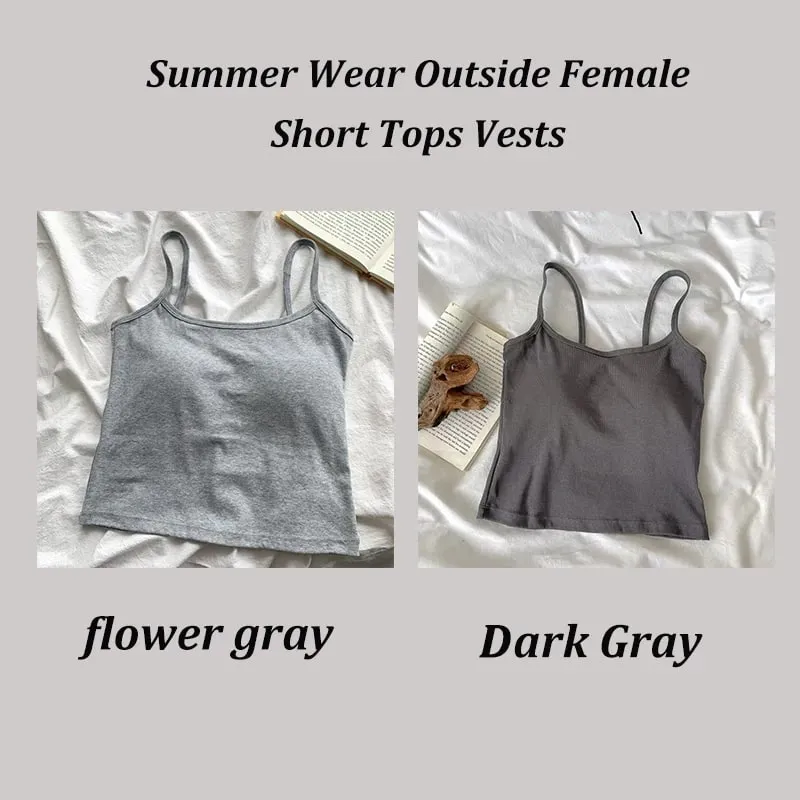 2 ชิ้น/เซ็ตผู้หญิง Basic Cotton Camisole มาดามสีทึบสปาเก็ตตี้สายรัดแขนกุด Slim เสื้อ Breathable เสื้อแขนกุดสั้น — image 16