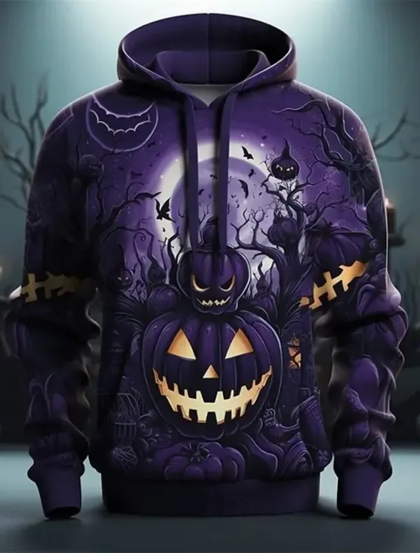 ฮาโลวีนสีม่วงฟักทองเสื้อกันหนาวหมวก pullover 3d รูปแบบการพิมพ์คู่ผู้ชายผู้หญิงฮาโลวีนงานรื่นเริงเครื่องแต่งกายปาร์ตี้สบายๆทุกวัน — image 4