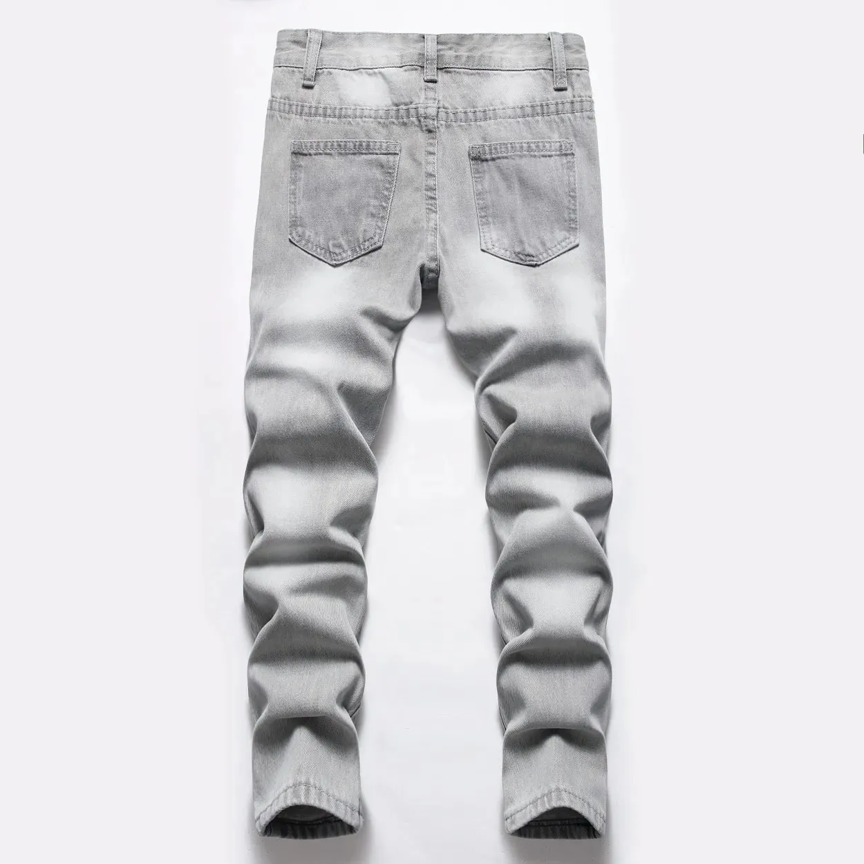Jeans garçons droit déchiré enfants lavé poches en détresse Stretch décontracté Denim pantalon grands enfants Streetwear 2025 trou pantalon — image 2