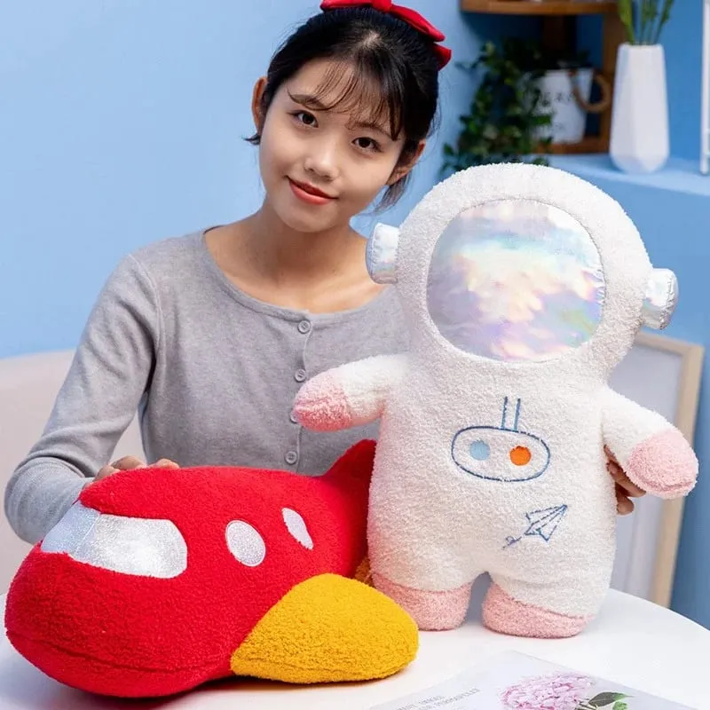 뜨거운 58cm 플러시 로켓 우주 비행사 장난감 박제 우주선 던져 베개 홈 장식 생일 선물 공간 발견 어린이를위한 교육 — image 3