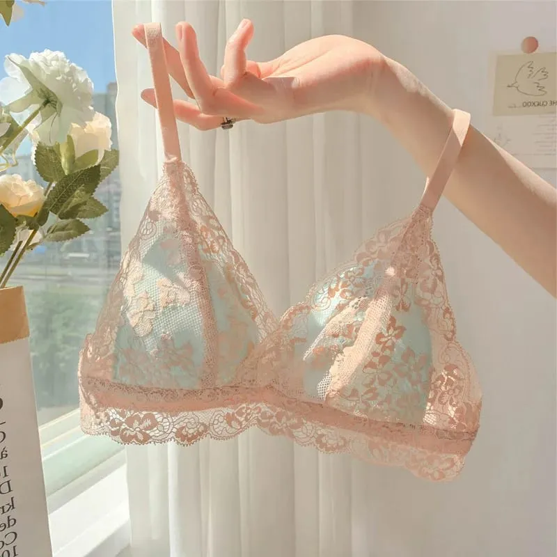 French Summer Bralette – bezdrátová push-up podprsenka pro malý hrudník, ultra tenké trojúhelníkové košíčky a sexy sada spodního prádla a sexy tushy