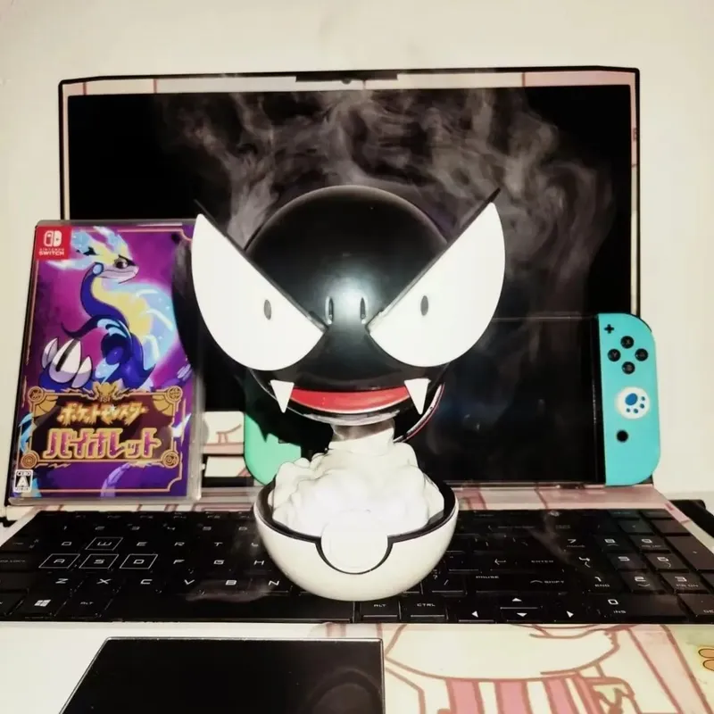 Anime PokéMon Gengar Spray Humidifier Lampu Malam Pembersih Udara Desktop Ambien Hiasan Bilik Hiasan Hadiah Pinggiran Kreatif