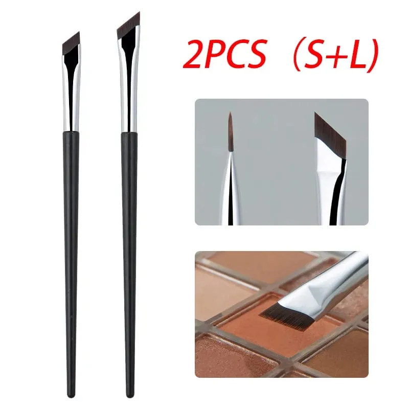2st vinklad eyelinerborste Ultratunn Fin ögonbrynsborste Flat Sickle Eyelinerborstar Tunna vinklade Eyeliner Makeup Tools — image 1