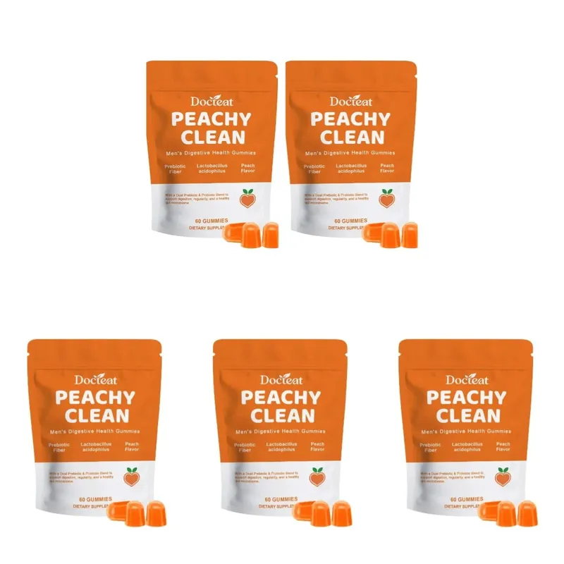 Docteat Peachy Clean Men's Digestive Health Gummies Prebiotic & Probiotic Blend Peach Flavor 60 Gummies Dietary Supplement — image 10
