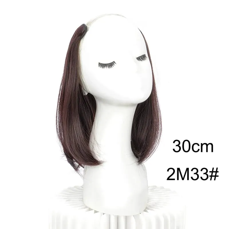 20/30cm Synthetic Short Straight Internal Buckle V-shaped Half Head 4Clips Hair Extension Invisible Hairpiece for Women — image 13