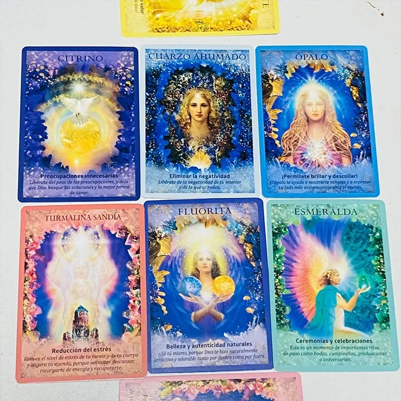 คริสตัล Angel การ์ด Oracle 44 Deck 10.4*7.4 ซม.สเปนรุ่น Fate Divination TAROT BOARD เกม Cristales Ángeles — image 2