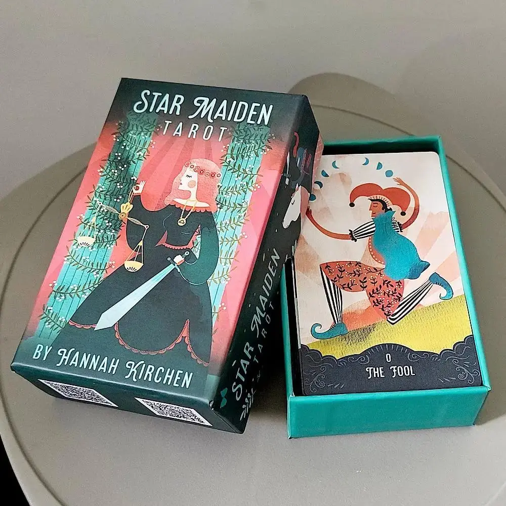 Star Maiden タロットデッキ 78 カードデッキ 美的天体神聖タロットカード 2 ピース硬質ボックス入り ダブルエンボス加工 12*7cm — image 1