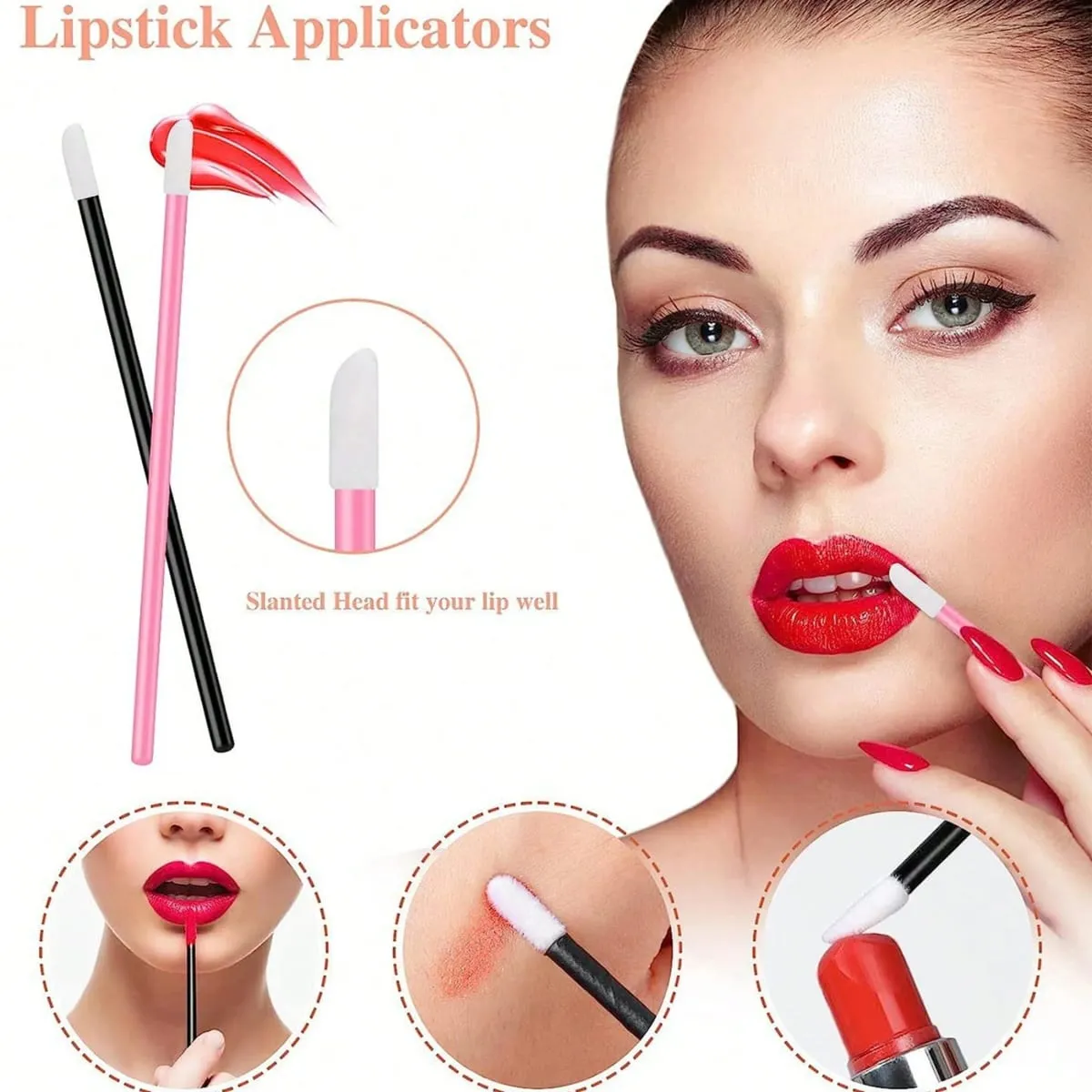 Kit di strumenti per trucco Deluxe da 300 pezzi usa e getta con custodia portatile Applicatore di rossetto Bacchette per mascara Pennelli per ombretti ciglia — image 5