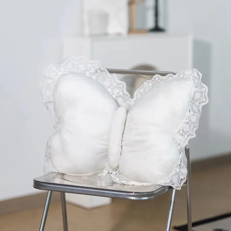 Bantal Renda Kupu-kupu Bantal Dekoratif Berbentuk Kupu-kupu untuk Sofa Tempat Tidur Sofa Bantal Penopang Lumbar Beludru Mewah untuk Kursi Kantor