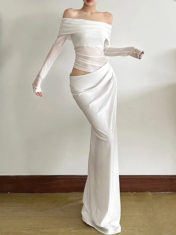 Nibber เซ็กซี่ชุดผู้หญิง 2025 ฤดูใบไม้ผลิ Patchwork ตาข่าย Elegant Slash คอ Ruched Fit Chic วันเกิดปาร์ตี้เทศกาลวันหยุด Vestidos — image 3