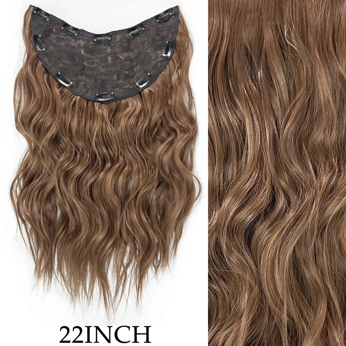 Coiffure longue droite 16 Clips 7 pièces/ensemble Extensions de cheveux postiches synthétiques blondes noires naturelles résistantes à la chaleur pour les femmes — image 12