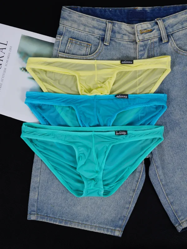 1 Stück Herren-Slip aus Eisseide, ultradünn, kühlendes Mesh, transparent, unabhängiger U-konvexer Beutel, schmale Passform, kaum sichtbare Alltagsunterwäsche — image 2