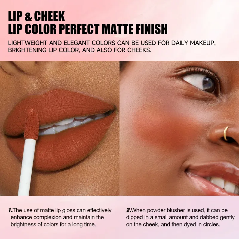 หลายสี Matte Velvet ลิปกลอสกันน้ำ Long-Lasting Non-Stick CUP Smooth ลิปสติกใช้สีสูง Rendering — image 5