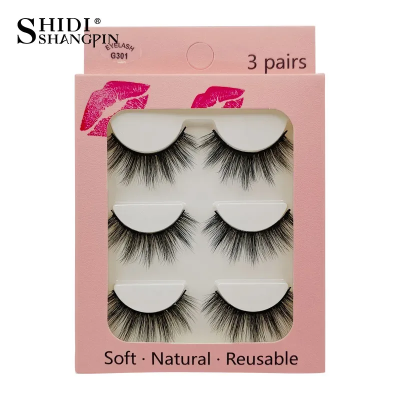 Faux Cils 3 paires de Faux Cils naturels longs en vison 3D, doux, moelleux, vaporeux, faits à la main, outils de maquillage pour les yeux, Maquiagem — image 19