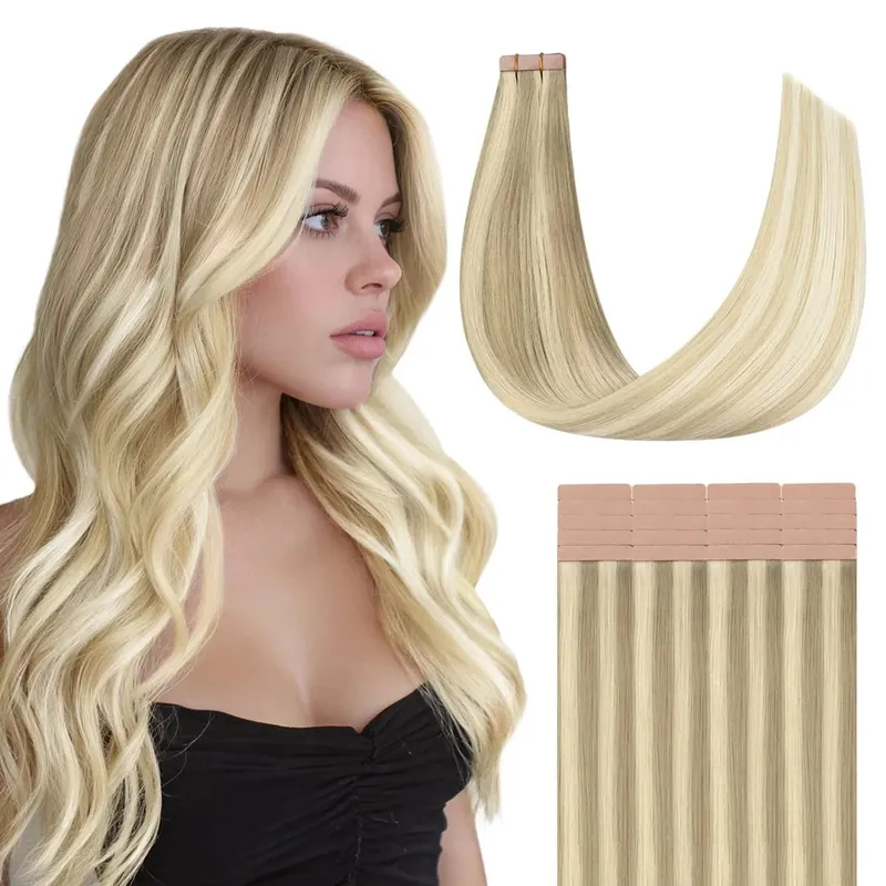 Sunmofavo Tape I Remy Human Hair Extensions Tyk Silkeagtig Lige Naturlig Brun Usynlig Tape 20 Stk Salon Grade Til Kvinder — image 19