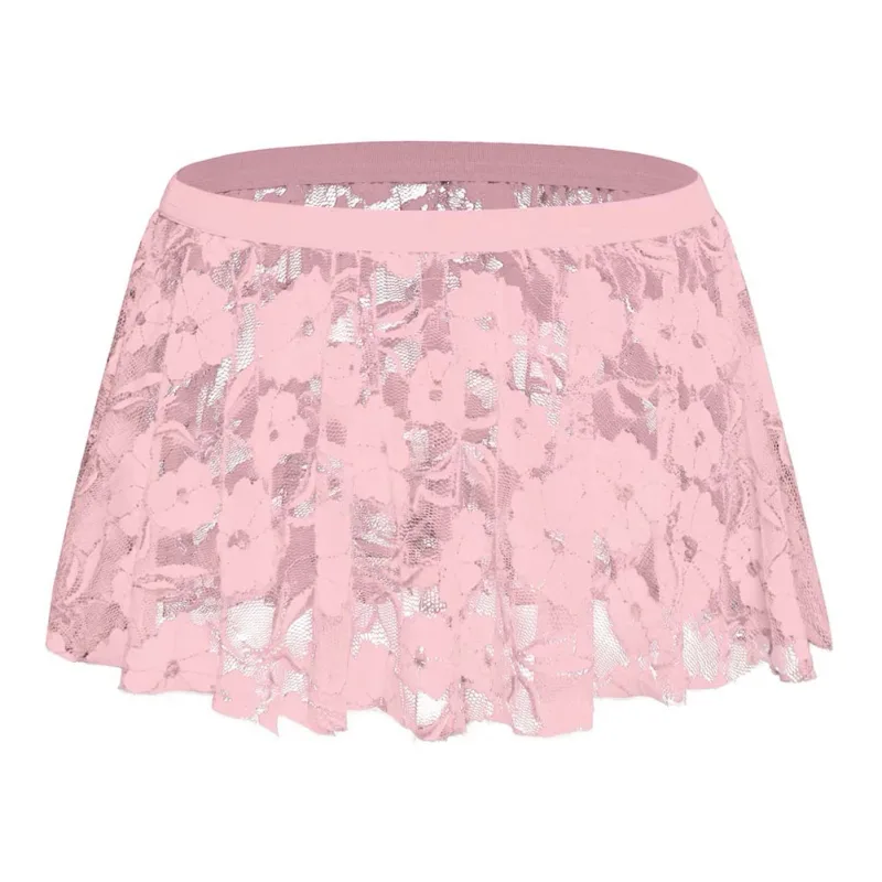 Jupe en dentelle unie pour hommes, maille transparente, pour Lingerie basse, jupes plissées, transparente, bas moulant pour soirée — image 2