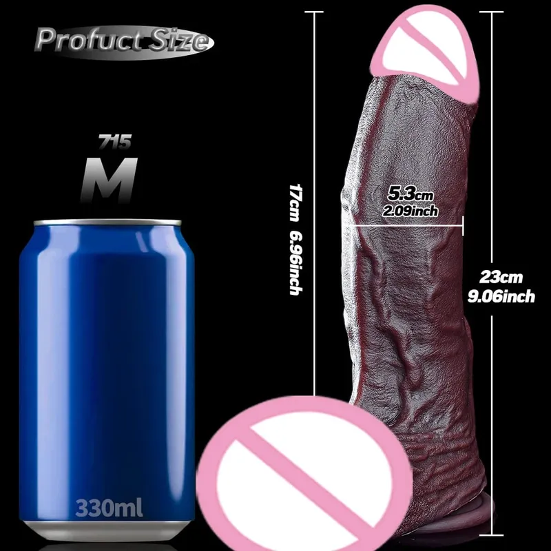 Realistik Lembut Besar Dildo XXL Lucah Besar Tebal Palsu Zakar Ganda Silikon Zakar/batang Wanita Lelaki Melancap Cawan Sedutan Dubur Mainan Seks — image 9