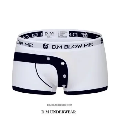 Men's Pink Underwear Low Waist Sexy Men's Button Boxers Solid Color Matching Personality Sports Cotton Boyshort