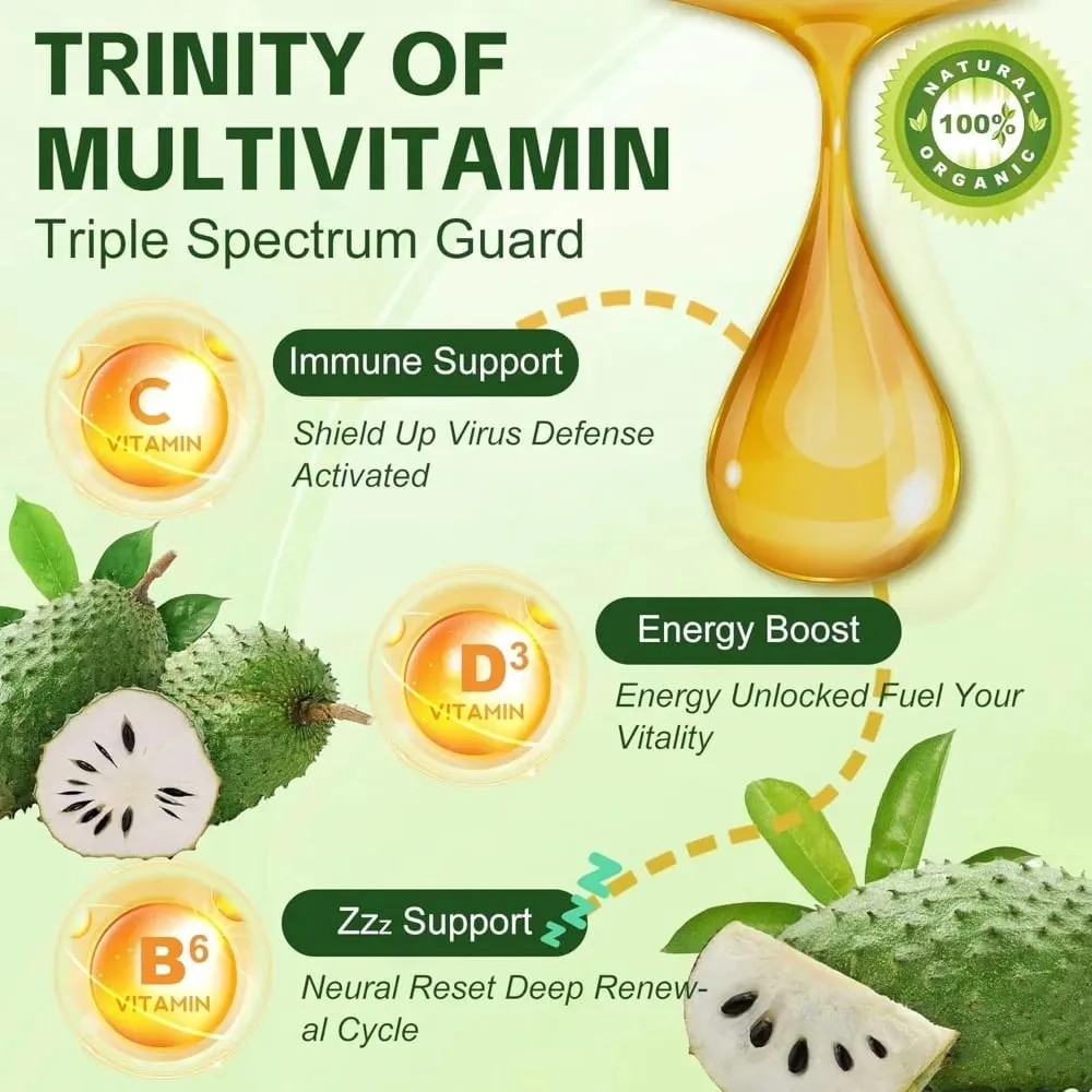 Soursop Tekuté kapky rostlinný extrakt s rostlinným extraktem se směsí ovoce a listů Soursop Daily Wellness Formula Vegan — image 2