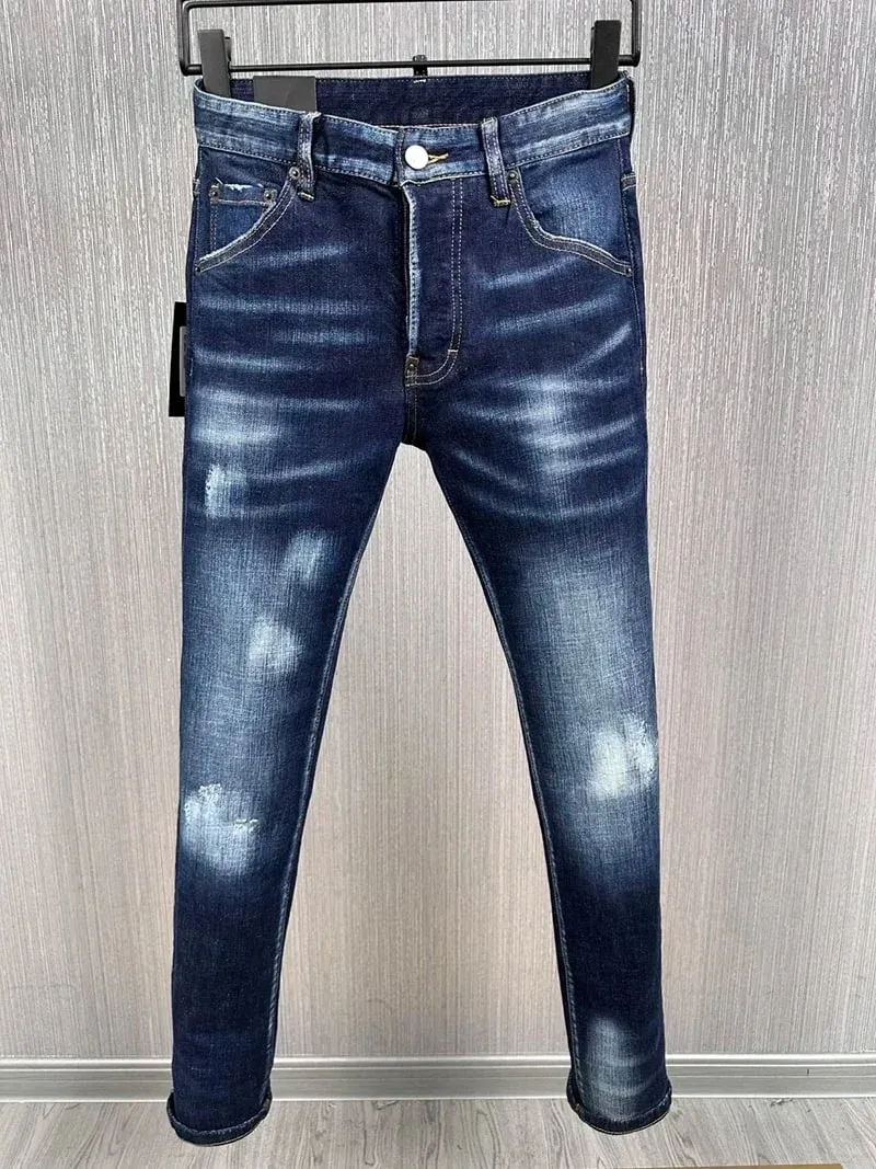 new D2 Men Jeans Badge Printed Coolguy Boy Long Pants Straight Pockets Hole SLIM BLUE embedded jeans pant 9811 — image 8