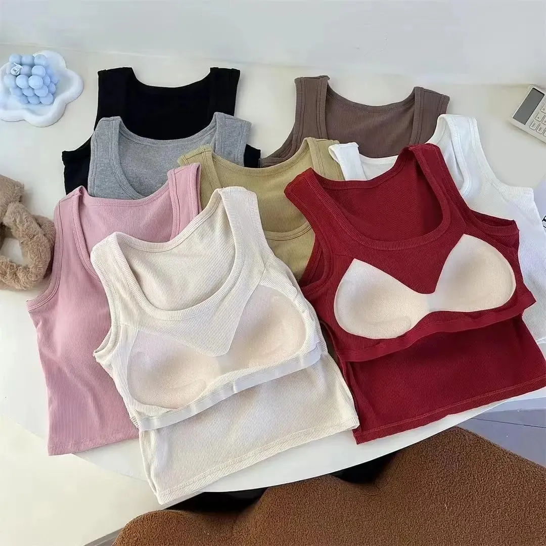 Frauen Einfarbig O Hals Rippen Tank Top Breite schulter Gurt Leibchen 2025 Sommer herbst Grundlegende Leibchen Elastische Tank Tops
