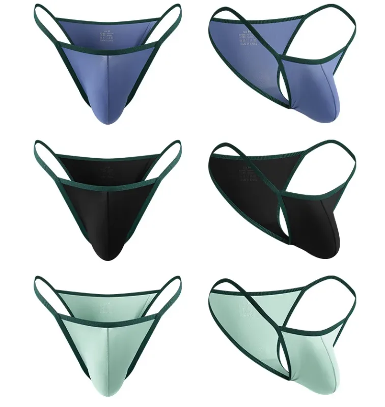 Slip d'été en soie glacée pour hommes, short respirant en fil taille basse — image 20