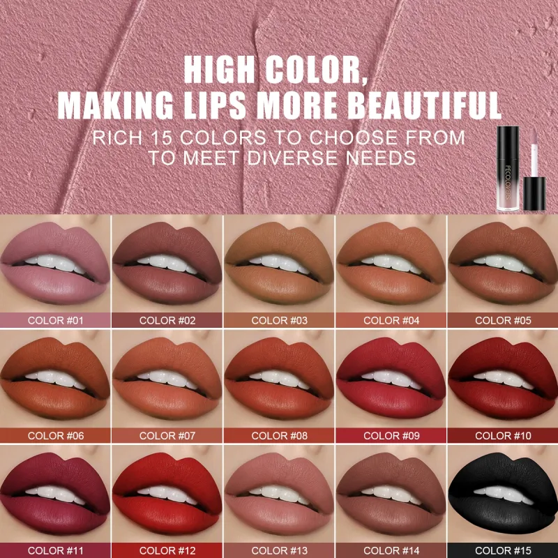 หลายสี Matte Velvet ลิปกลอสกันน้ำ Long-Lasting Non-Stick CUP Smooth ลิปสติกใช้สีสูง Rendering — image 3