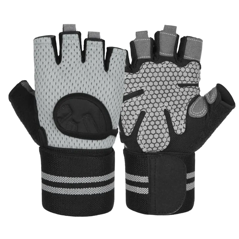 Anti SLIP Shock Breathable Half Finger ถุงมือ Breathable ถุงมือขี่จักรยานฟิตเนส GYM เพาะกาย Crossfit การออกกำลังกายถุงมือกีฬา