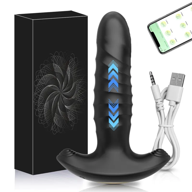 APP-Steuerung, männlich, stoßend, Prostata-Massagegerät, Vibrator für Männer, schwuler Analplug, Teleskop-Buttplug, weibliches Sexspielzeug für Erwachsene