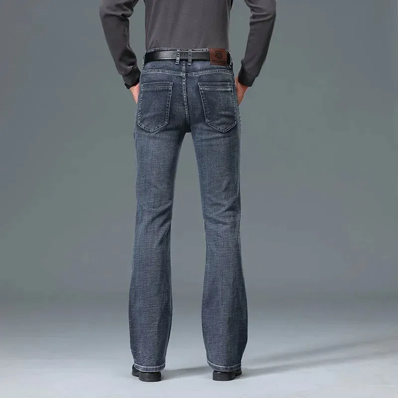 2026 Autumn And Winter Men's Mid Waist Micro Flared Jeans High-End Loose And Comfortable Blue Gray Casual Pants — image 2