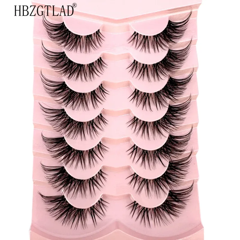 7/8 Paar Katzenaugen-Wimpern, Manga-Wimpern, 3D-Wimpern mit klarem Band, natürlich, halbe Wimpern, verlängerte Nerz-Wimpern, flauschige Wimpern — image 26