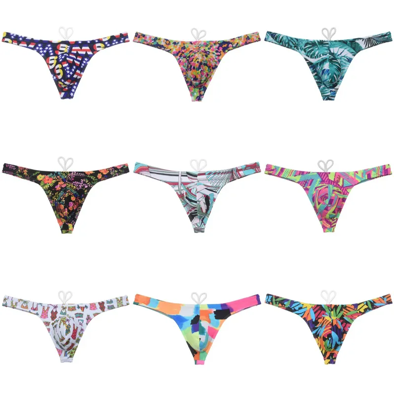Sexy Swim Thong Men's Swimwear Bikini Briefs Drawstring Quick-dry Elastic Underwear Pouch Beach Tangas Surfing Poolside — image 11
